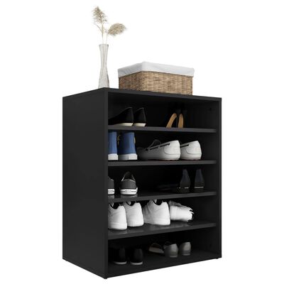 vidaXL Шкаф за обувки, черен, 60x35x70 см, ПДЧ