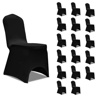 vidaXL Калъфи за столове, разтегателни, черни, 18 бр