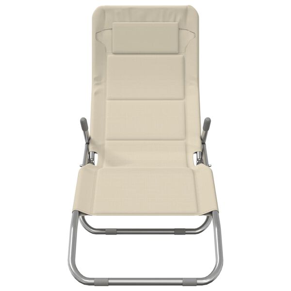 vidaXL Сгъваеми шезлонги 2 бр кремав текстилен и боядисана стомана