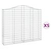 vidaXL Габионни кошници арка 5 бр 200x30x160/180 см поцинковано желязо