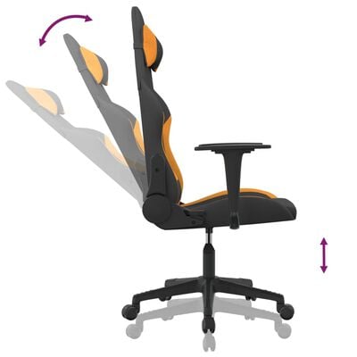 vidaXL Гейминг стол, черно и оранжев, плат