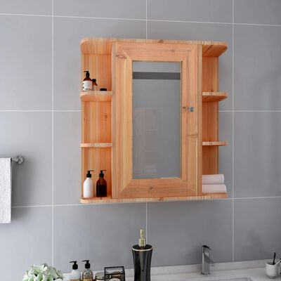 vidaXL Шкаф с огледало за баня, дъб, 66x17x63 см, МДФ