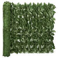 vidaXL Балконски параван с тъмнозелени листа, 400x75 см