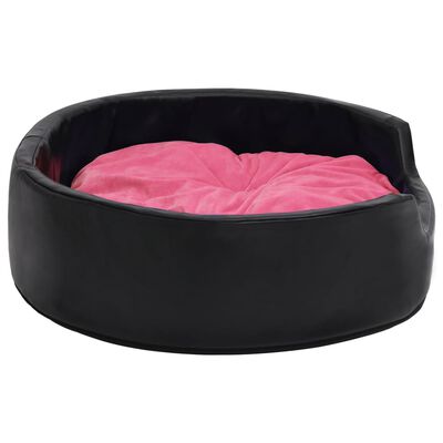 vidaXL Кучешко легло, черно-розово, 79x70x19 см, плюш/изкуствена кожа