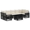 vidaXL Градински Софа Комплект 8 бр. Черно и кремаво бяло полиратан