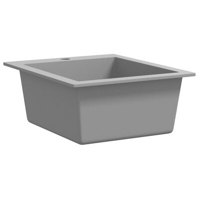 vidaXL Кухненска мивка за над плот, единична, сив гранит
