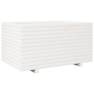 vidaXL Градински сандък, бял, 90x60x49,5 см, масивна борова дървесина