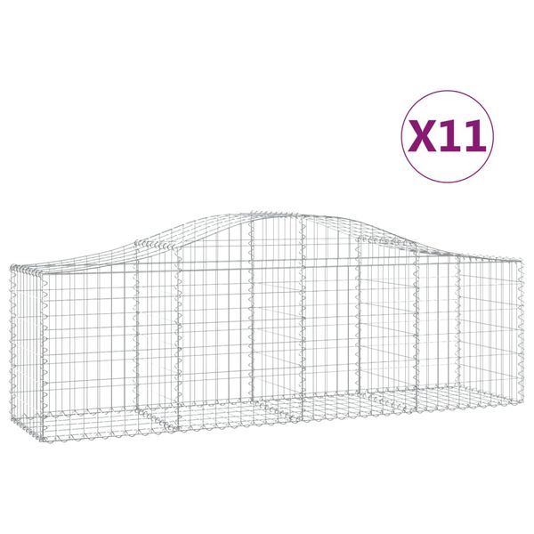 vidaXL Габионни кошници арка 11 бр 200x50x60/80 см поцинковано желязо