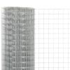 vidaXL Кокошкарска мрежа, поцинкована стомана, 25x0,5 м, сребриста