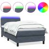 vidaXL Боксспринг легло с матрак и LED, тъмносиво, 80x220 см, кадифе