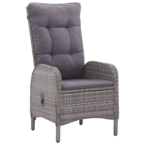 vidaXL Градински трапезен комплект, 3 части, сив