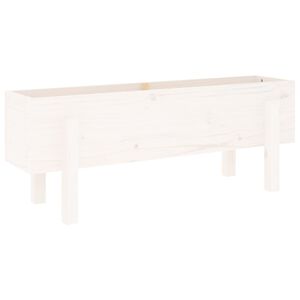 vidaXL Градинско повдигнато легло, бяло, 101x30x38 см, бор масив