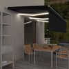 vidaXL Ръчно прибиращ се сенник с щора и LED, 6x3 м, антрацит