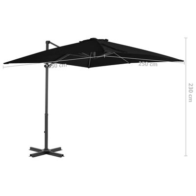 vidaXL Градински чадър чупещо рамо алуминиев прът черен 250x250 см