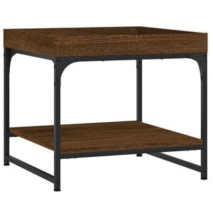 vidaXL Кафе маса, кафяв дъб, 49,5x49,5x45 см, инженерно дърво