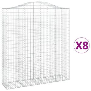 vidaXL Габионни кошници арка 8 бр 200x50x220/240 см поцинковано желязо