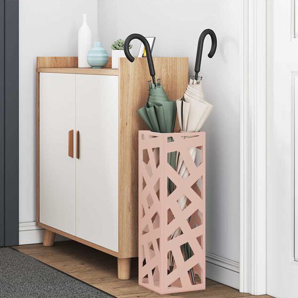 vidaXL Стойка за чадър Розово 15.5 х 15.5 х 49 см Метал