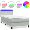 vidaXL Боксспринг легло с матрак и LED, светлосиво, 90x210 см, кадифе