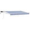 vidaXL Ръчен изтеглящ сенник с LED светлини Синьо и бяло 3,5 x 2 m