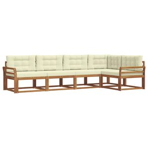 vidaXL Комплект дивани за открито 5 pcs Натурален и Крема