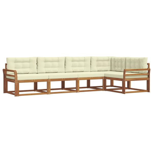 vidaXL Комплект дивани за открито 5 pcs Натурален и Крема