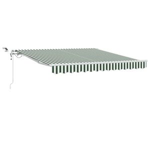 vidaXL Прибираща се тента Зелен и бял 350 x 250 cm Полиестер