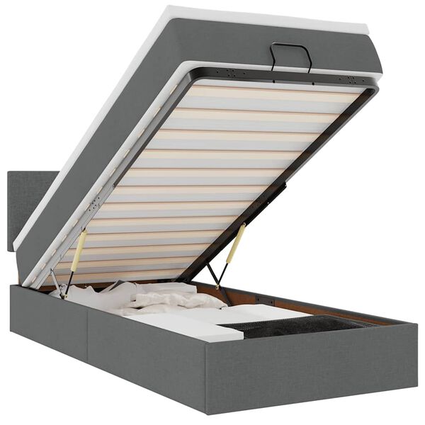 vidaXL Османска легло с матрак, тъмносиво, 90x190 см, плат