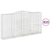 vidaXL Кошници габион арка 15 бр 400x50x200/220 см поцинковано желязо