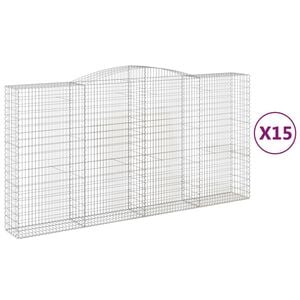 vidaXL Кошници габион арка 15 бр 400x50x200/220 см поцинковано желязо