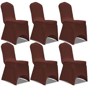 vidaXL Покривни калъфи за столове, еластични, 6 бр, кафяво
