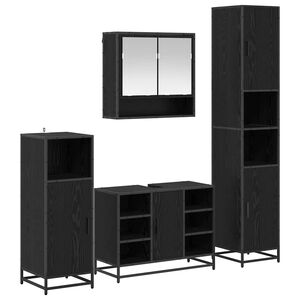 vidaXL Комплект мебели за баня с рафт 4 pcs Черния дъб Инженерно дърво