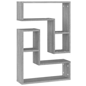 vidaXL Стенни рафтове 2 бр сив сонома 50x15x50 см инженерно дърво