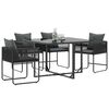 vidaXL Стол с възглавница 4 pcs Черно и антрацит ПЕ ратан