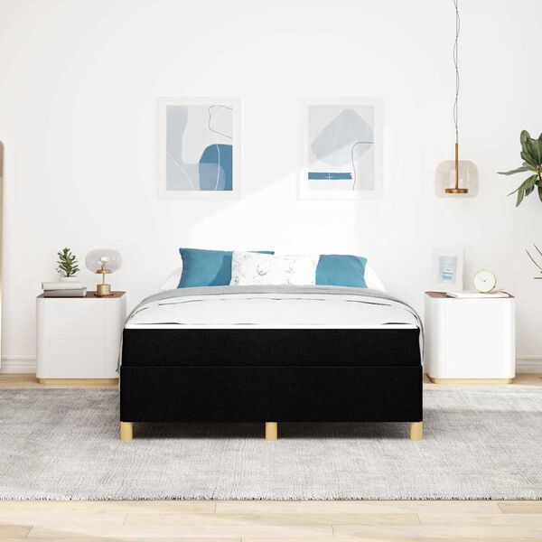 vidaXL Рамка за легло с матрак Черно 160 x 200 cm текстил