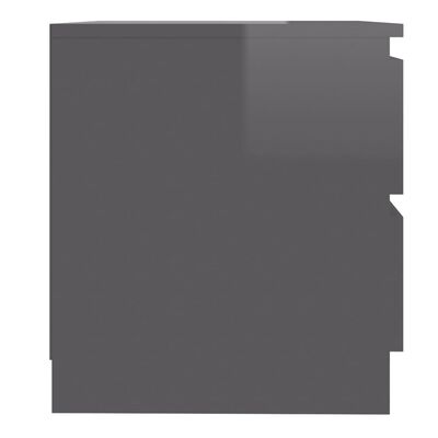 vidaXL Нощно шкафче, сив гланц, 50x39x43,5 см, ПДЧ