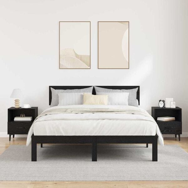 vidaXL Нощен шкаф 2 pcs Черен дъб 40 x 35 x 47.5 см Инженерно дърво