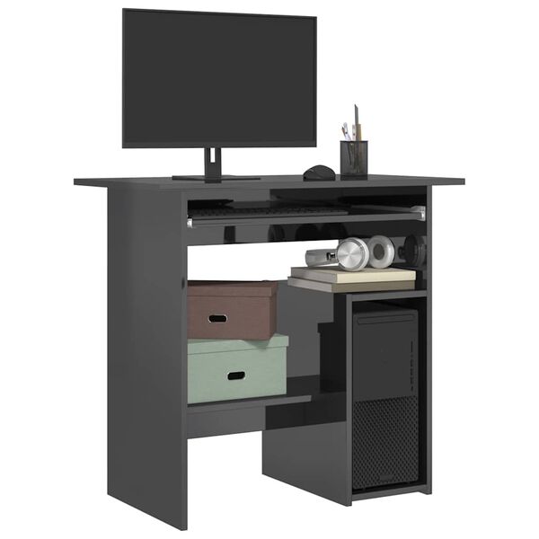 vidaXL Бюро, сив гланц, 80x45x74 см, ПДЧ