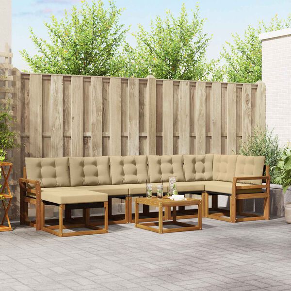 vidaXL Комплект дивани за открито 8 pcs Натурален и Бежов