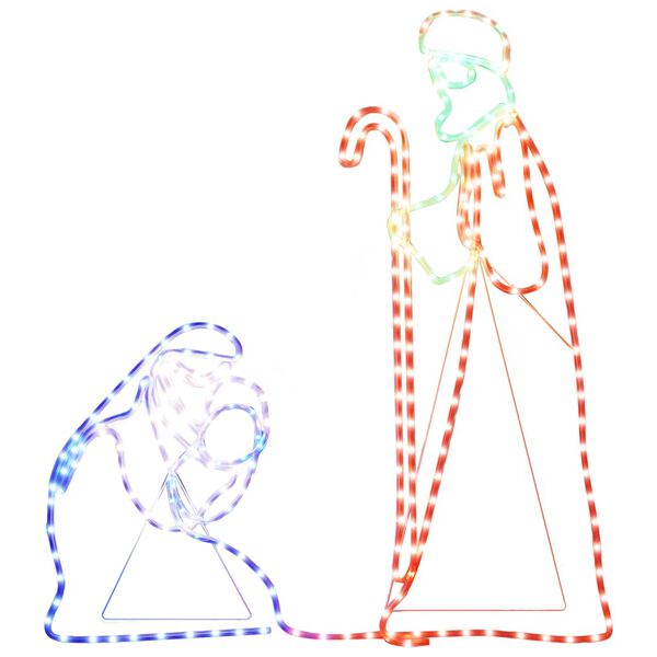 vidaXL Коледни фигури на Мария и Йосиф, 264 LED, 40x55 и 38x100 см