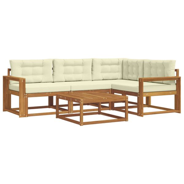 vidaXL Комплект дивани за открито 5 pcs Натурален и Крема
