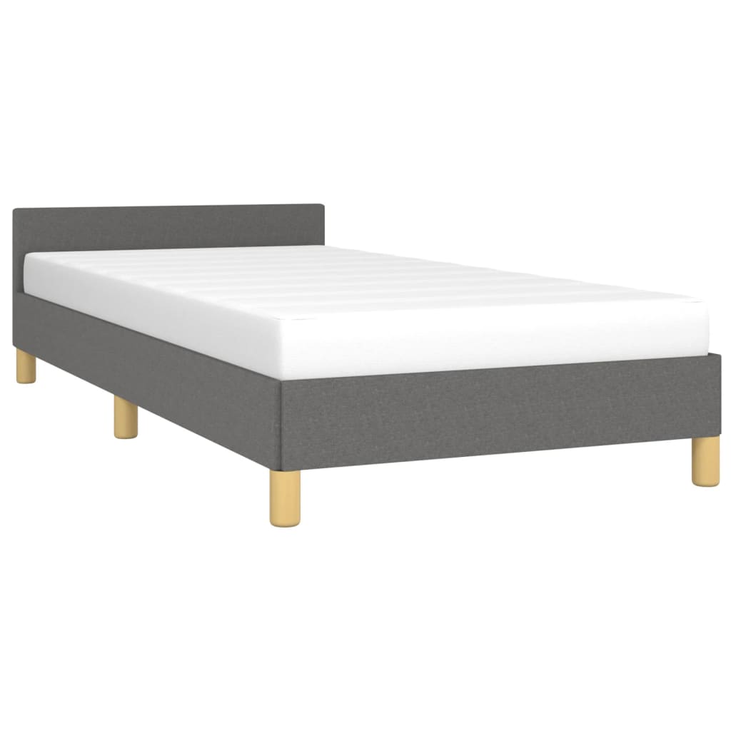 vidaXL Рамка за легло с табла, тъмносива,90x200 см плат