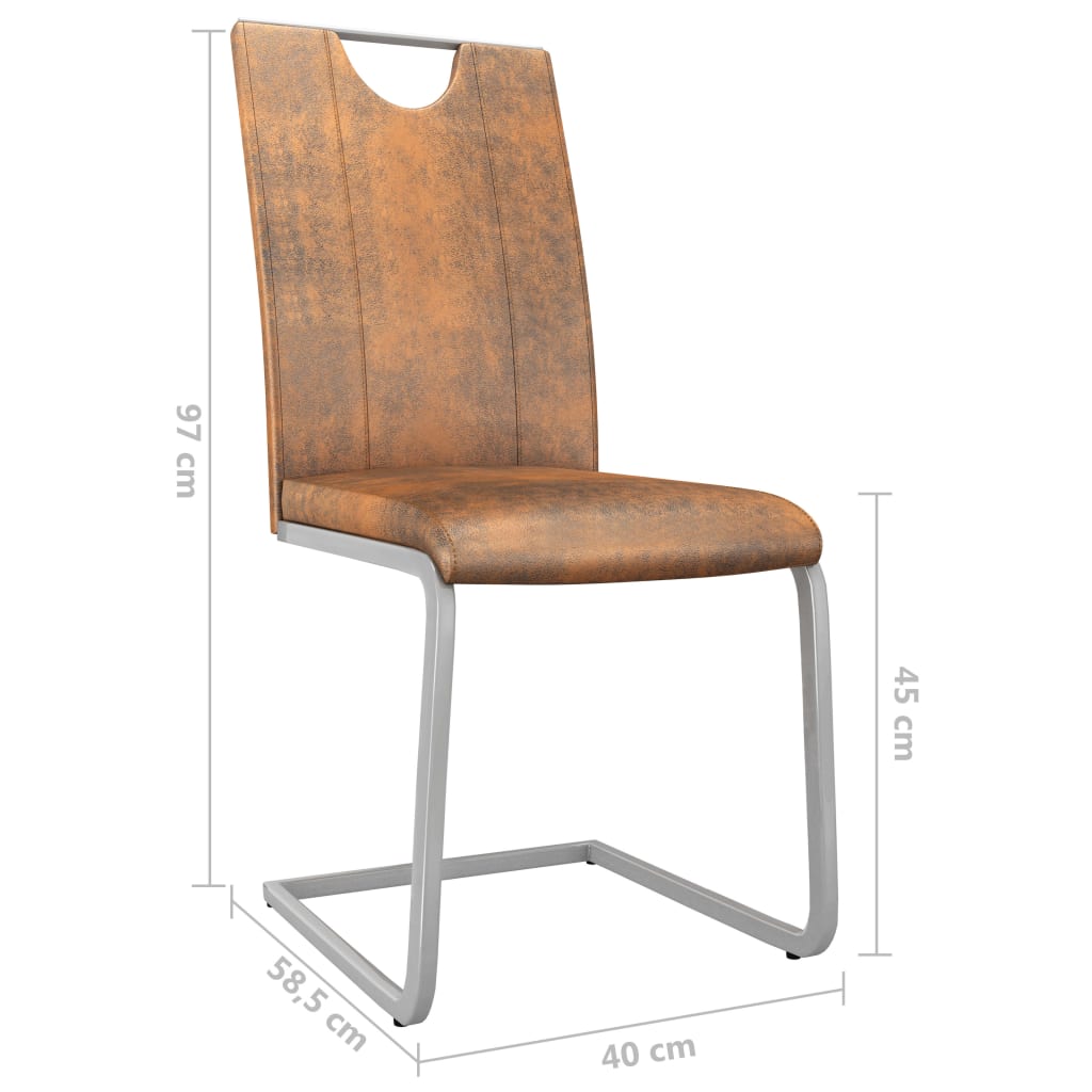 vidaXL Трапезни столове, 4 бр, кафяви, изкуствен велур