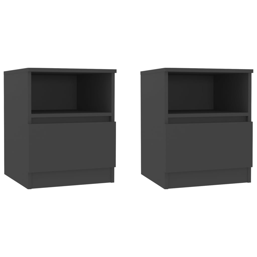 vidaXL Нощни шкафчета, 2 бр, сиви, 40x40x50 см, ПДЧ