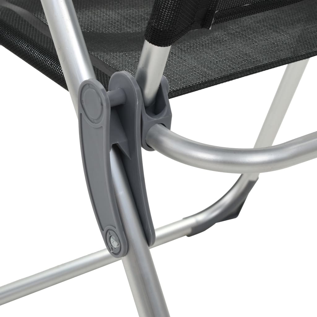 vidaXL Сгъваеми къмпинг столове, 2 бр, черни, алуминий