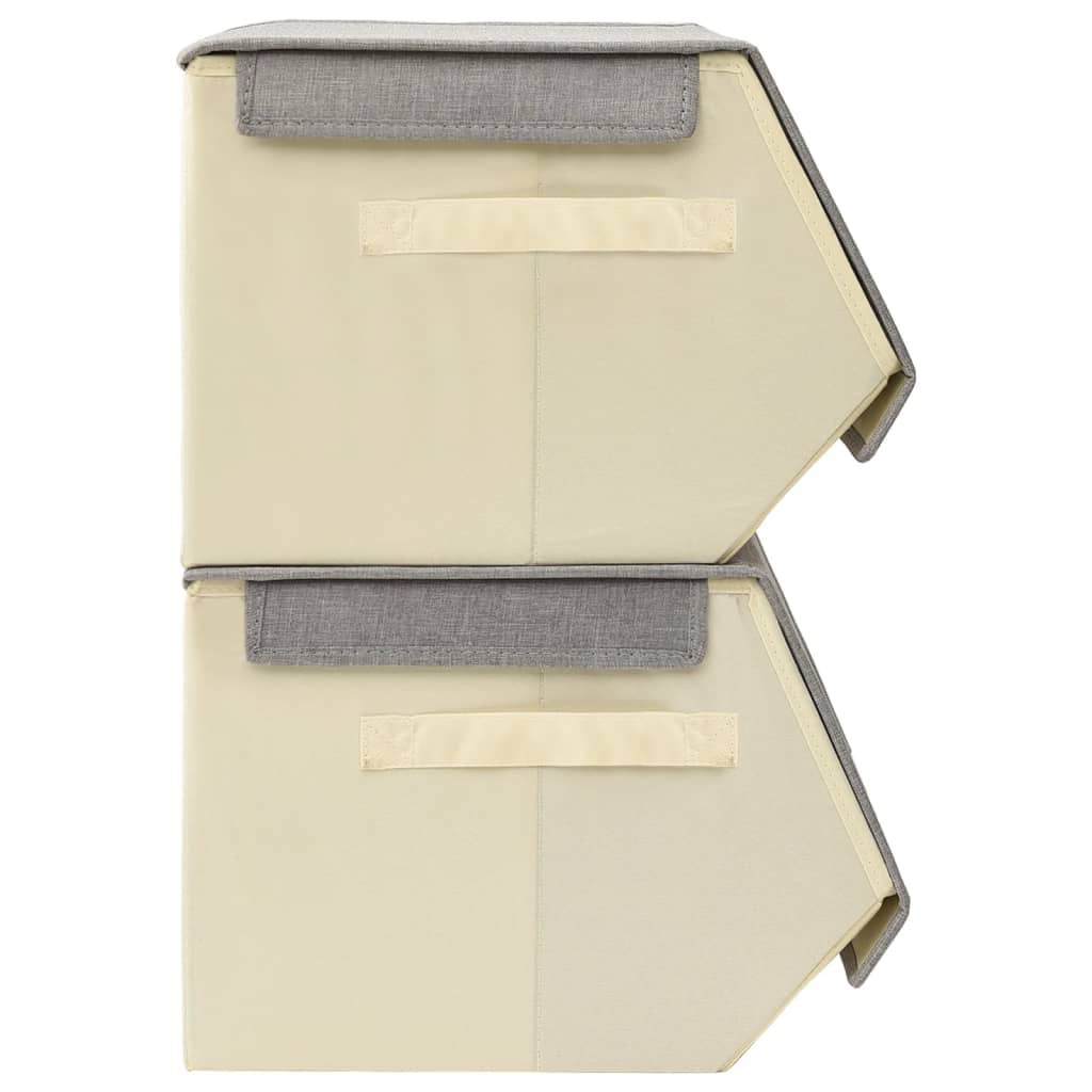 vidaXL Стифиращи кутии за съхранение с капак 8 бр плат сив и кремав