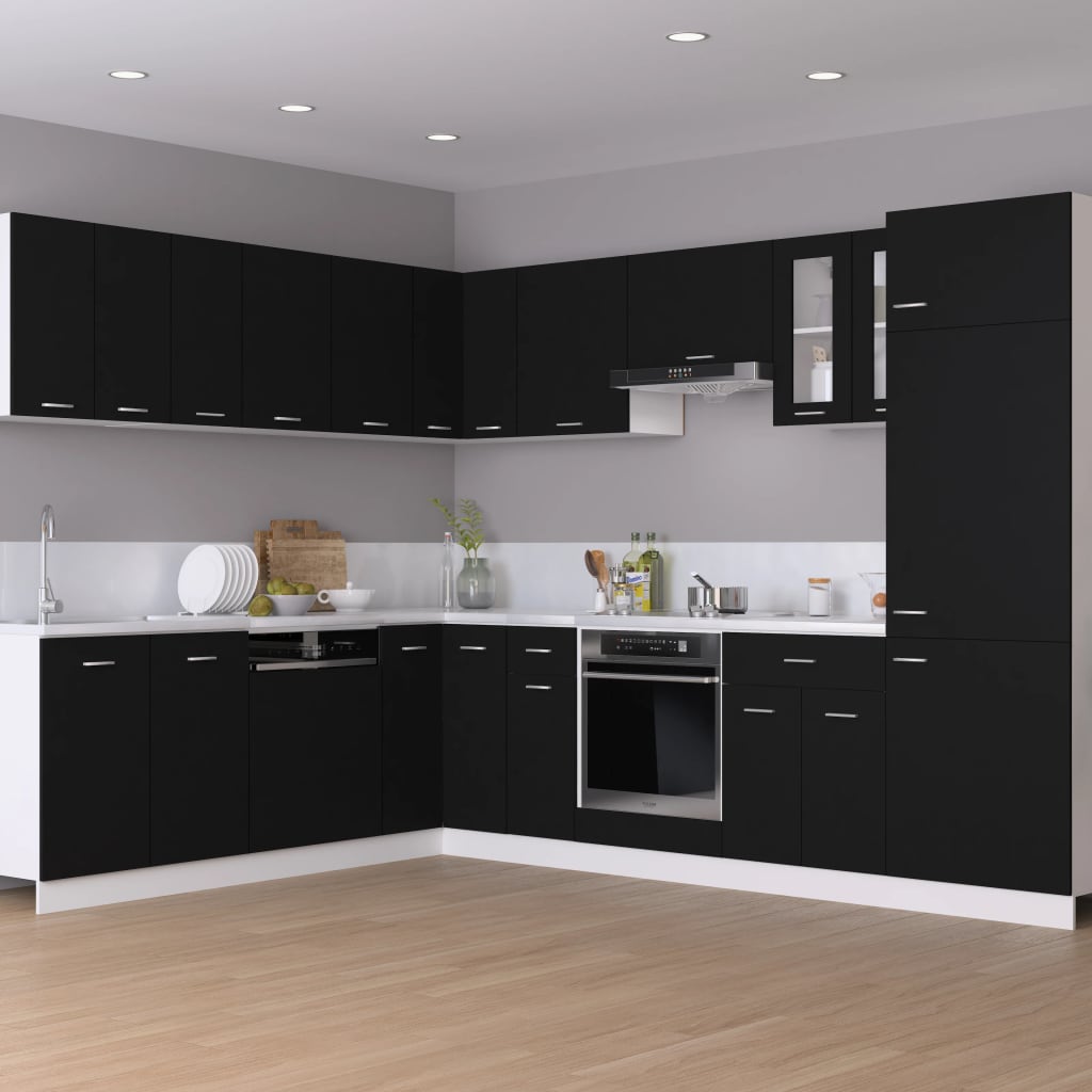 vidaXL Шкаф за хладилник, черен, 60x57x207 см, ПДЧ
