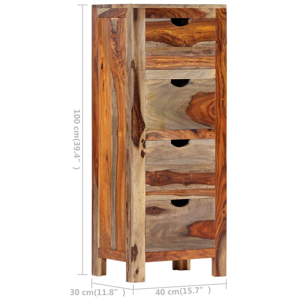vidaXL Шкаф с чекмеджета, 40x30x100 см, шишамово дърво масив