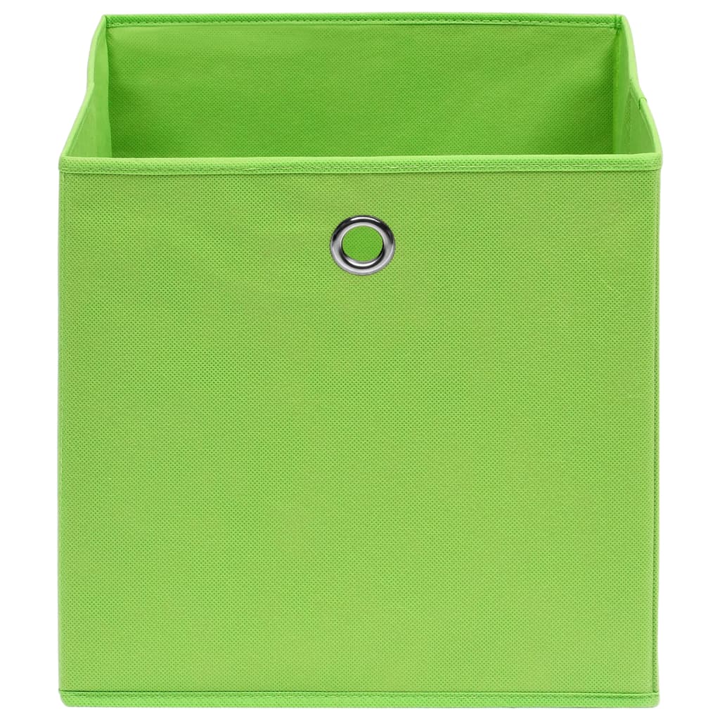 vidaXL Кутии за съхранение 10 бр зелени 32x32x32 см плат