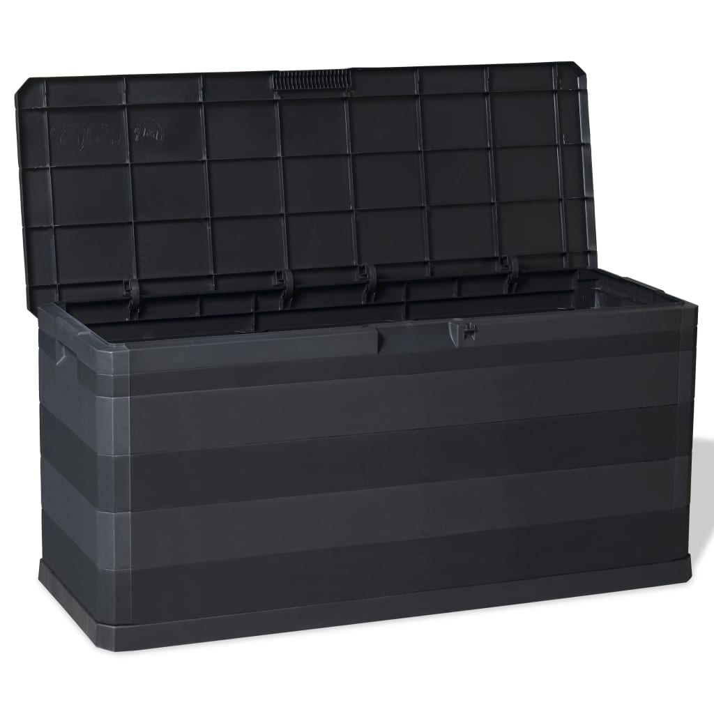 vidaXL Градинска кутия за съхранение, черна, 117x45x56 см
