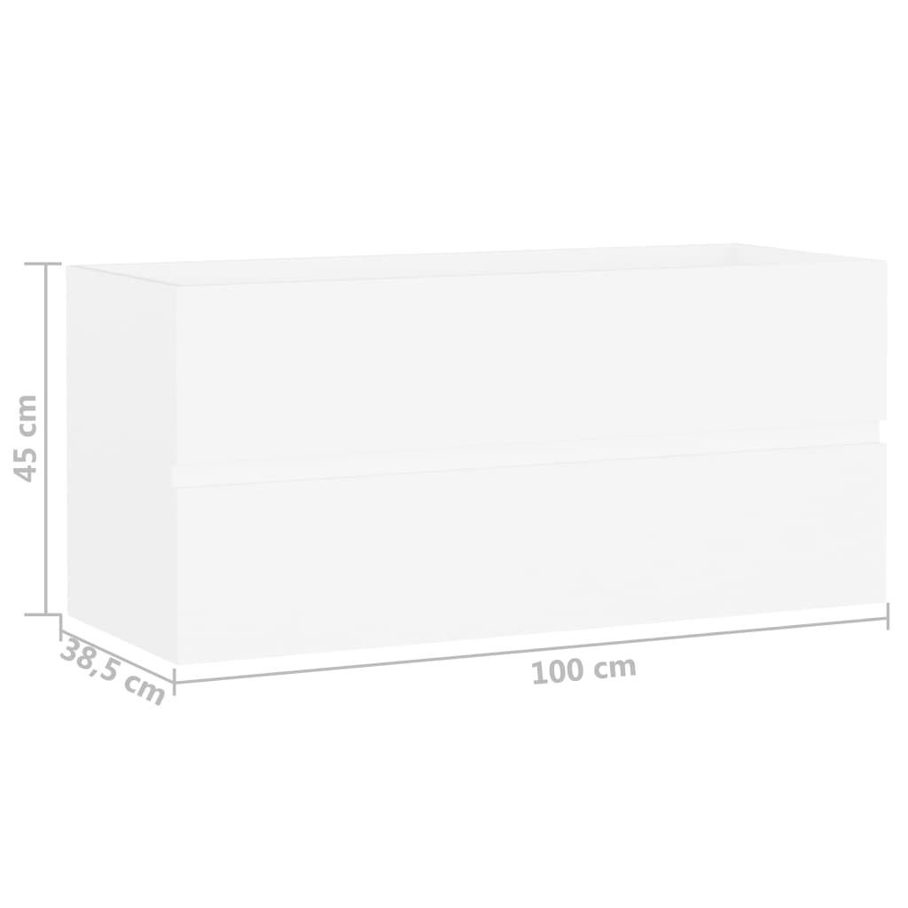 vidaXL Долен шкаф за мивка, бял, 100x38,5x45 см, ПДЧ